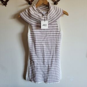 NWT Jack BB Dakota Knit Tank Towl Cowl Neck Stripe Gray White Small S